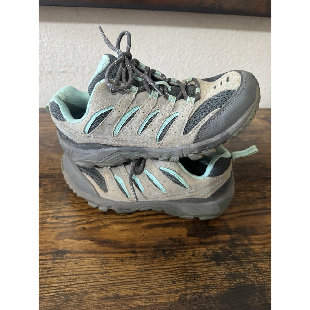 Merrell (Sz 7) Women Teal Gray Hiking Trail Shoes J09582